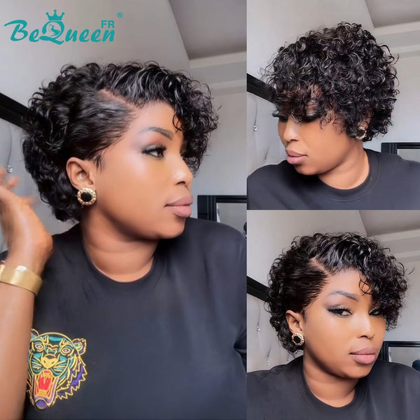 Bequeen Perruque “Coco” Pixie curly noir Sans colle Frontale Lace style 2