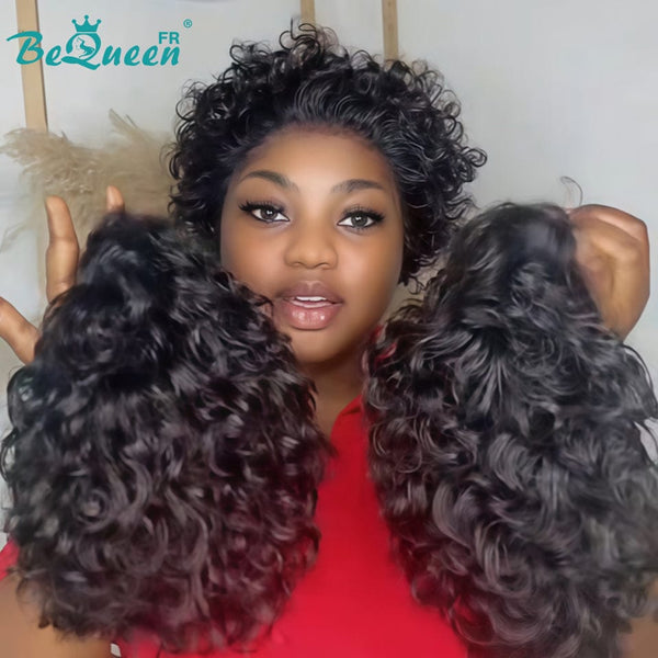 Bequeen Perruque “Coco” Pixie curly noir Sans colle Frontale Lace style 3