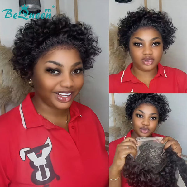 Bequeen Perruque “Coco” Pixie curly noir Sans colle Frontale Lace style 3