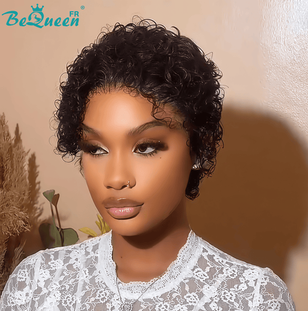 Bequeen Perruque “Coco” Pixie curly noir Sans colle Frontale Lace style 8