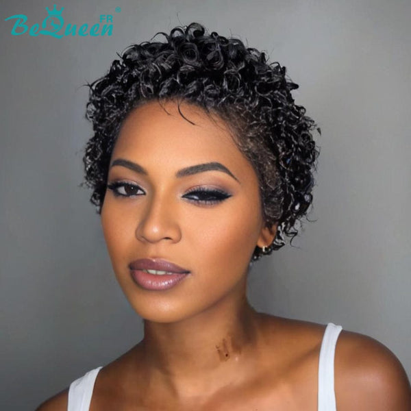 Bequeen Perruque “Coco” Pixie curly noir Sans colle Frontale Lace style 9