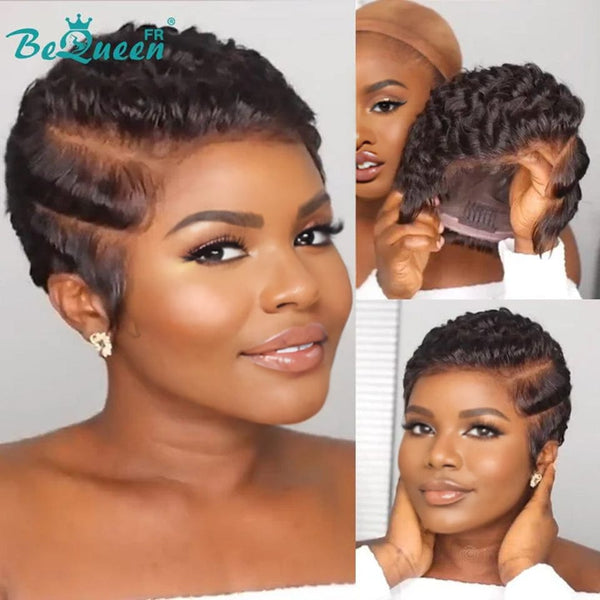 Bequeen Wig “Fatome” Pixie black curly glueless Ready to wear 100% human hair