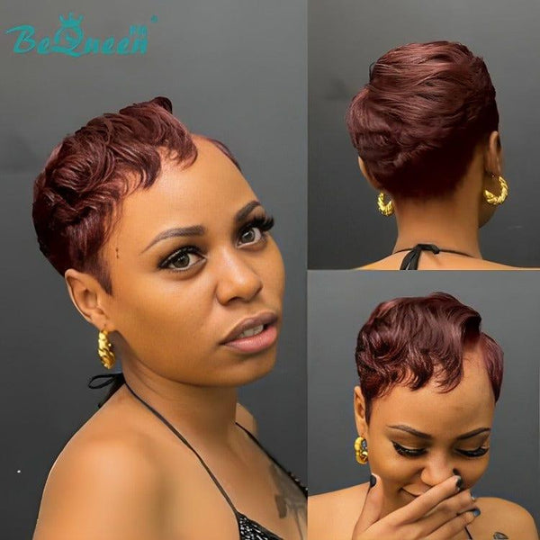 Bequeen Wig "Hertine" Pixie Brown Curly No Glue Ready-to-Wear 