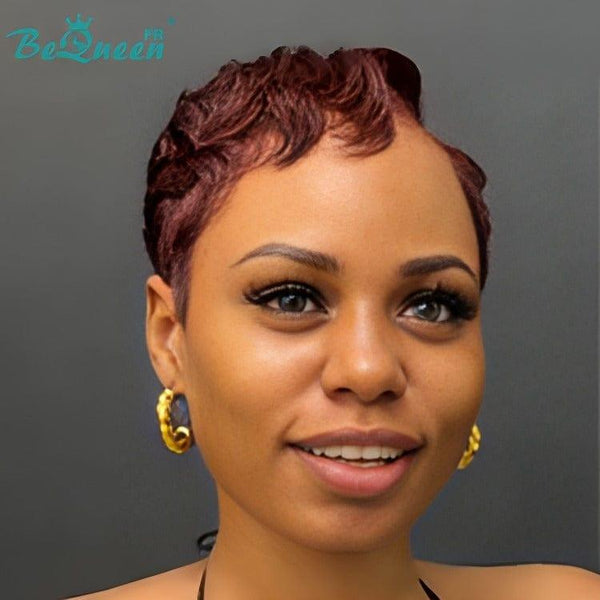 Bequeen Wig "Hertine" Pixie Brown Curly No Glue Ready-to-Wear 