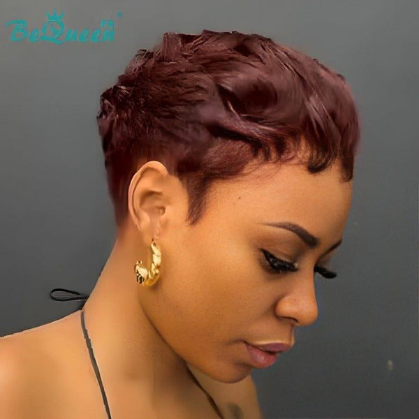 Bequeen Wig "Hertine" Pixie Brown Curly No Glue Ready-to-Wear 