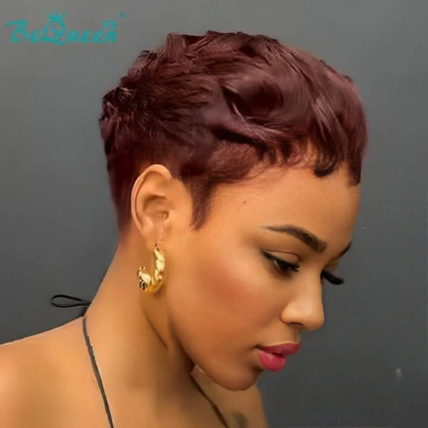 Bequeen “Hertine” Pixie Brown Curly Glueless Wig Ready to Wear