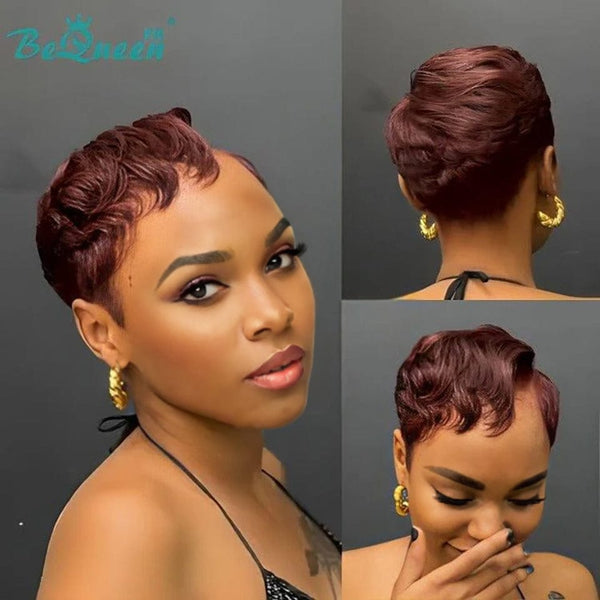 Bequeen “Hertine” Pixie Brown Curly Glueless Wig Ready to Wear