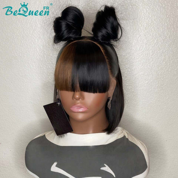 Bequeen "Lisa" Brown Wig with Bangs 100% Human Hair