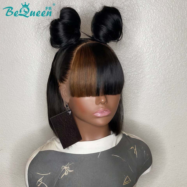 Bequeen "Lisa" Brown Wig with Bangs 100% Human Hair
