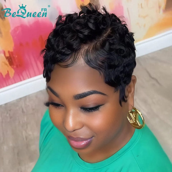 BeQueen Perücke „Lorin“ Pixie schwarz mit Lace-Front
