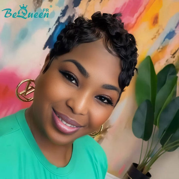 BeQueen Perücke „Lorin“ Pixie schwarz mit Lace-Front