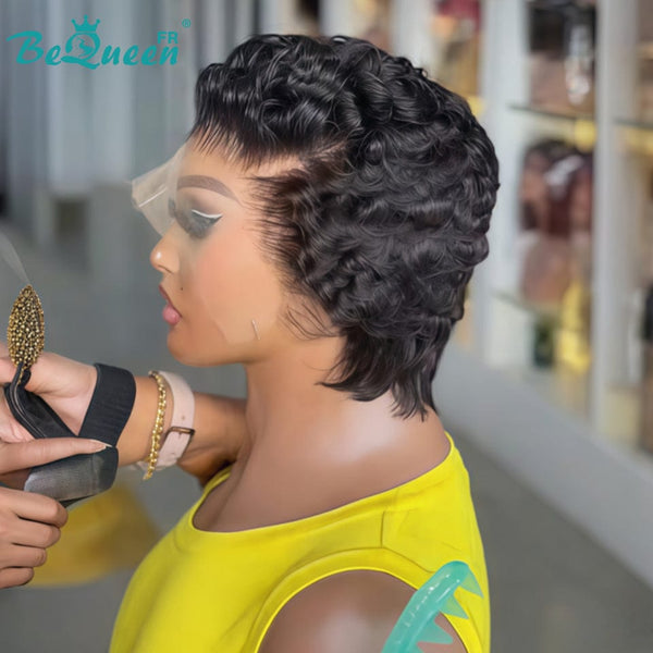 BeQueen Perruque “Lorin” Pixie noir avec Lace frontale style 3