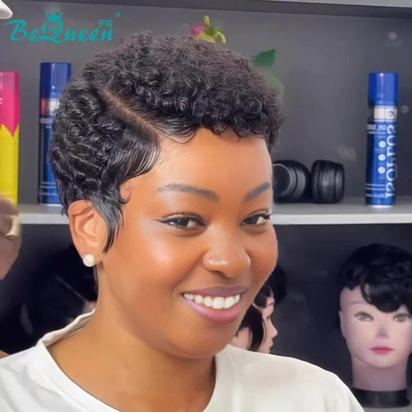 BeQueen Perücke „Lorin“ Pixie schwarz mit Lace-Front Stil 4
