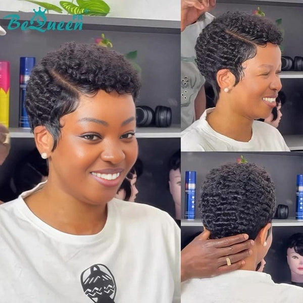 BeQueen Perücke „Lorin“ Pixie schwarz mit Lace-Front Stil 4