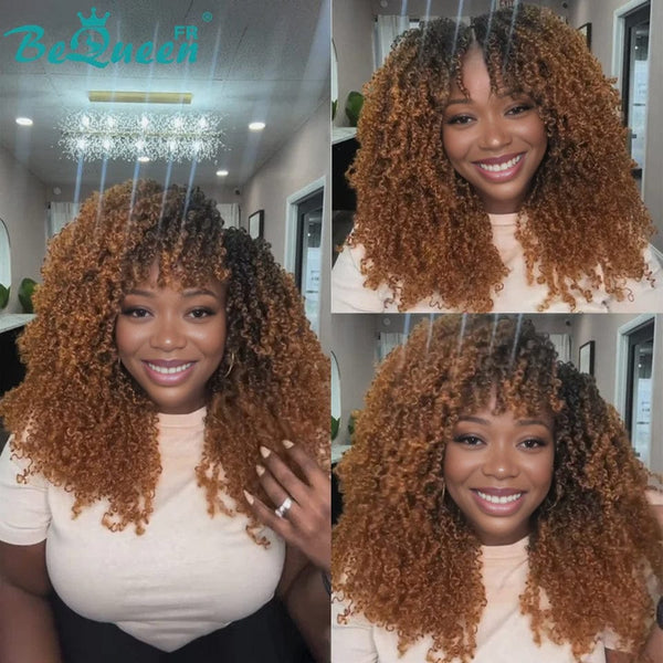 BeQueen Perücke "Madge" mit Pony schwarz 100% Echthaar ohne Lace