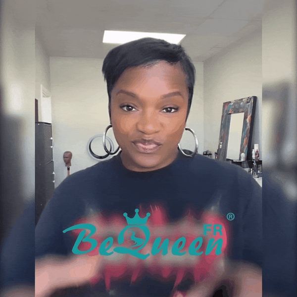 Bequeen Perruque “Mathe” Pixie Topper noir Sans colle Prêt à porter 100% cheveux humains