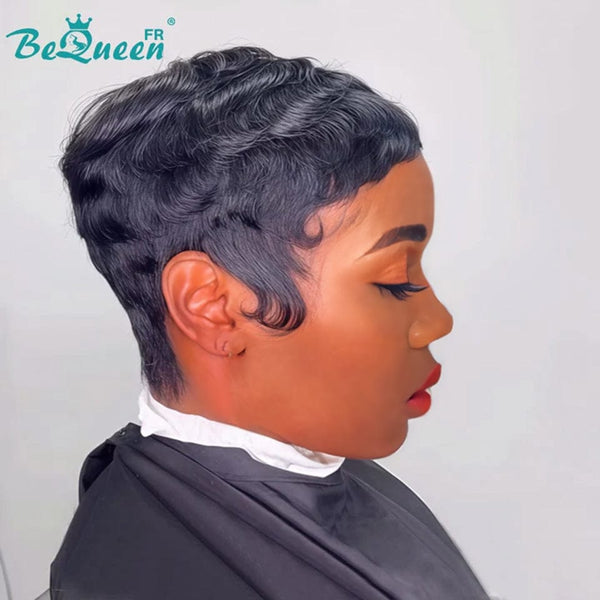 Bequeen Wig "Mila" Pixie black curly without glue Ready to wear