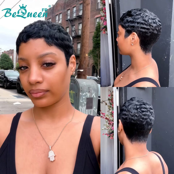 Bequeen "Chioma" Black Curly Glueless Pixie Wig – Ready to Wear