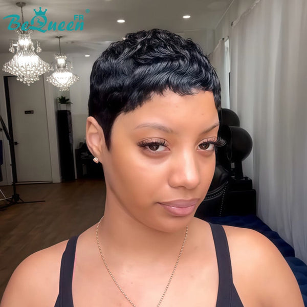 Bequeen "Chioma" Black Curly Glueless Pixie Wig – Ready to Wear