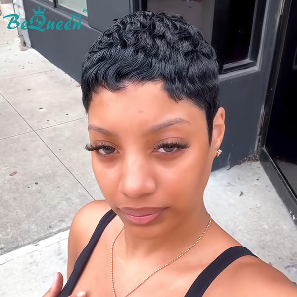 Bequeen "Chioma" Black Curly Glueless Pixie Wig – Ready to Wear