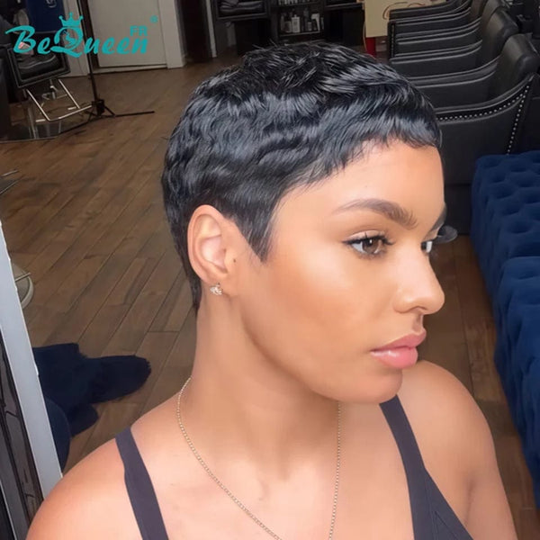 Bequeen "Chioma" Black Curly Glueless Pixie Wig – Ready to Wear