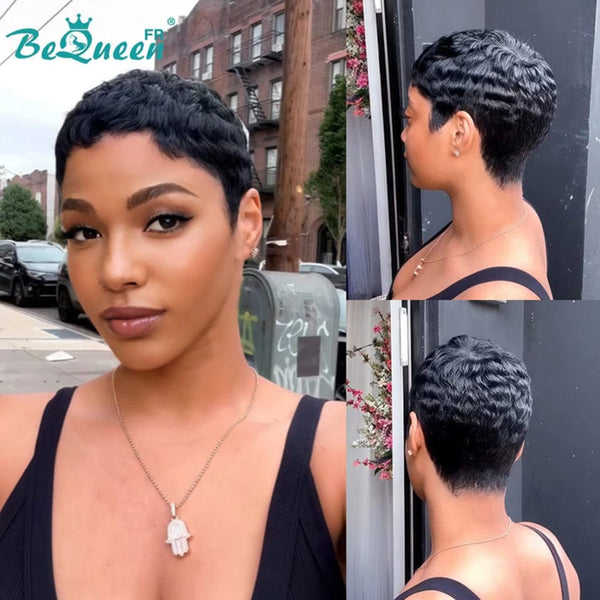 Bequeen "Chioma" Black Curly Glueless Pixie Wig – Ready to Wear