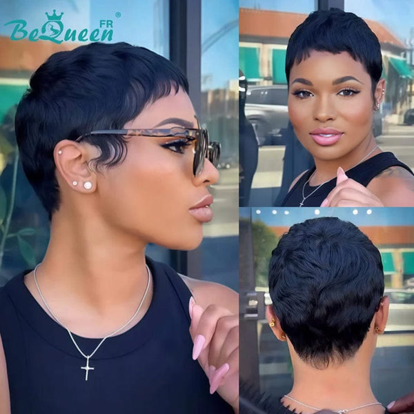 Bequeen Wig "Mila" Pixie black curly without glue Ready-to-wear style 3