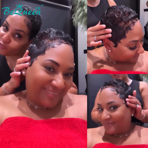 Bequeen "Chioma" Black Curly Glueless Pixie Wig – Ready to Wear