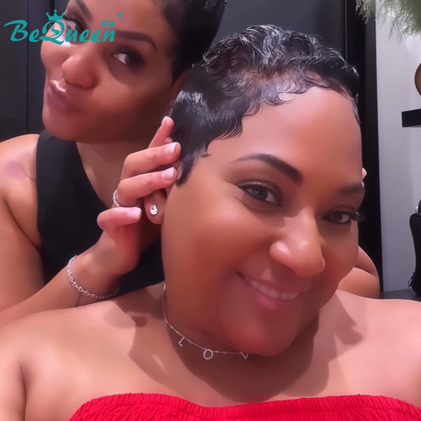 Bequeen "Chioma" Black Curly Glueless Pixie Wig – Ready to Wear