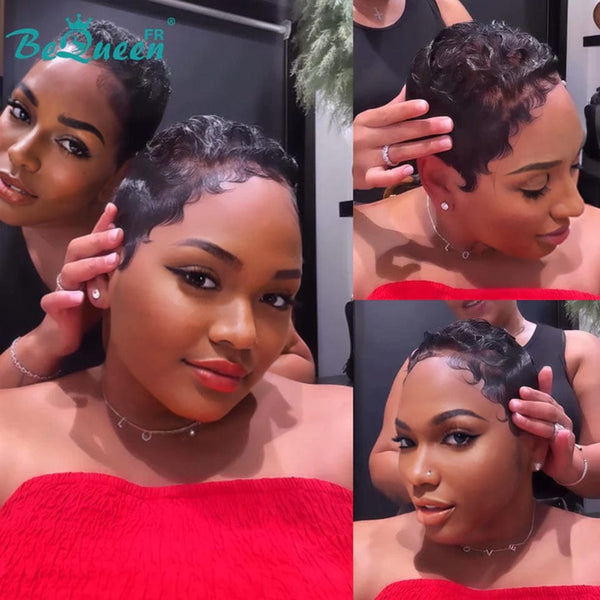Bequeen Wig "Mila" Pixie black curly without glue Ready-to-wear style 4