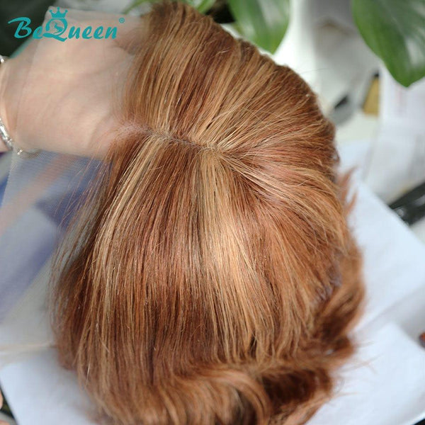 BeQueen Natural wave wig Gradient cut 13x4 lace frontal Color Honey Brown #P4/27/30 and Caramel Highlighted Brown #P7/31