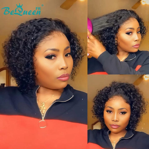 Bequeen Wig “Pamela” Pixie curly black Glueless Lace Frontal style 2