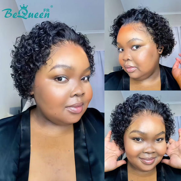 Bequeen Perruque “Pamela” Pixie curly noir Sans colle Frontale Lace style 3