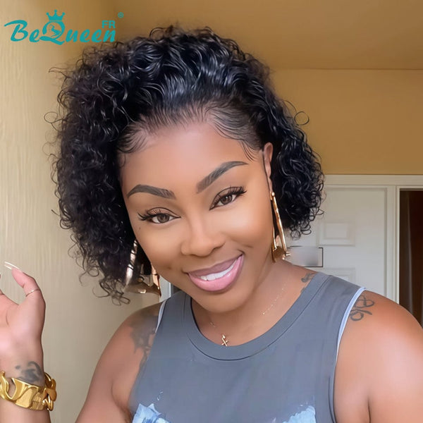 Bequeen Perruque “Pamela” Pixie curly noir Sans colle Frontale Lace style 4