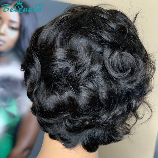 BeQueen Pixie Curly T Part Sassoon Wig