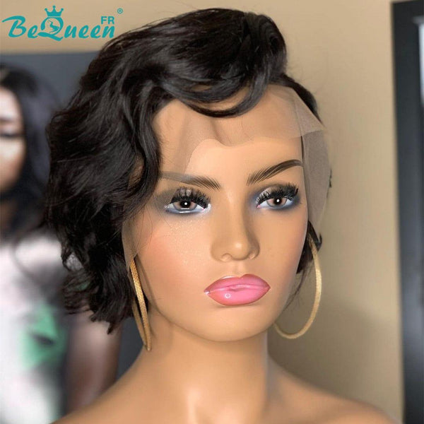 BeQueen Pixie Curly T Part Sassoon Wig
