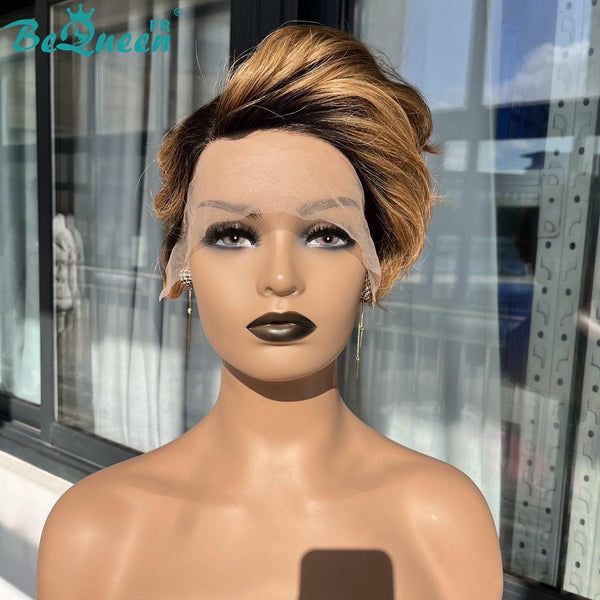 BeQueen Peruca Pixie T Partida Cabelo Cacheado Raiz Negra e Mel