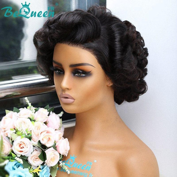 BeQueen Wig "Roberto" Bob pixie egg curl with Lace Closure 4*4 