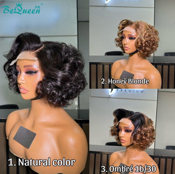 BeQueen Wig "Roberto" Bob pixie egg curl with Lace Closure 4*4 