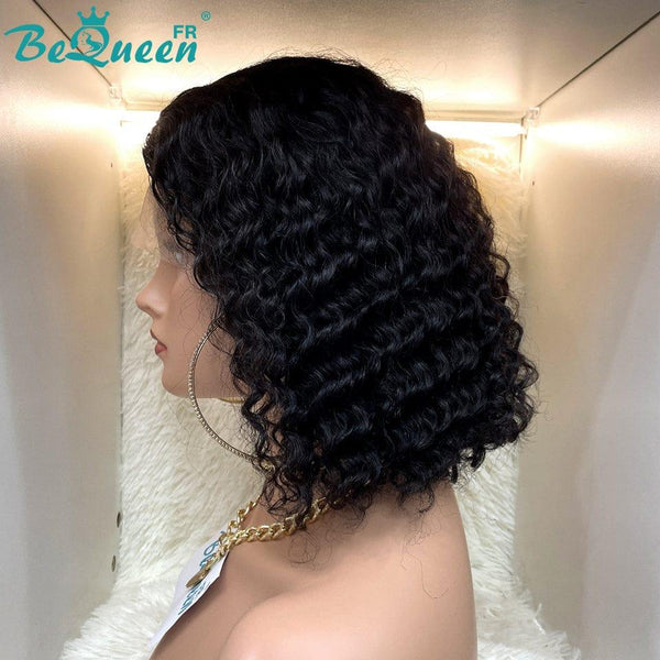 BeQueen Short Bob Deep Wave Lace Wig T Part 13x1x6