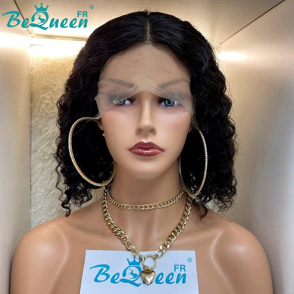 BeQueen Short Bob Deep Wave Lace Wig T Part 13x1x6