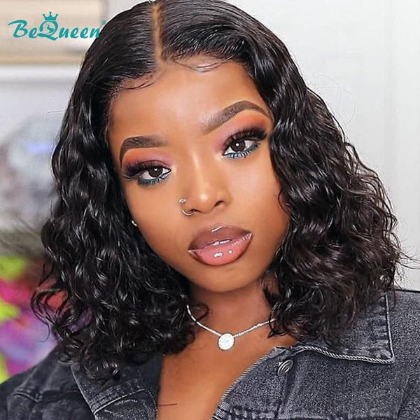 BeQueen Short Bob Deep Wave Lace Wig T Part 13x1x6