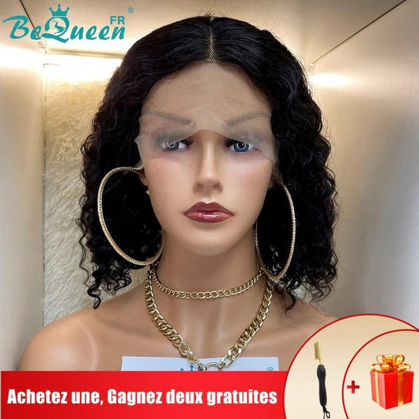 BeQueen Short Bob Deep Wave Lace Wig T Part 13x1x6