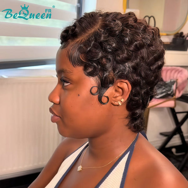 Bequeen Perruque “Chioma” Pixie noir curly sans colle Prêt à porter style 5