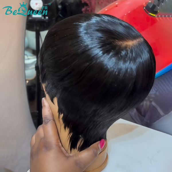 Bequeen Perruque "Suey" lisse à la machine Noir 100% cheveux humains style2