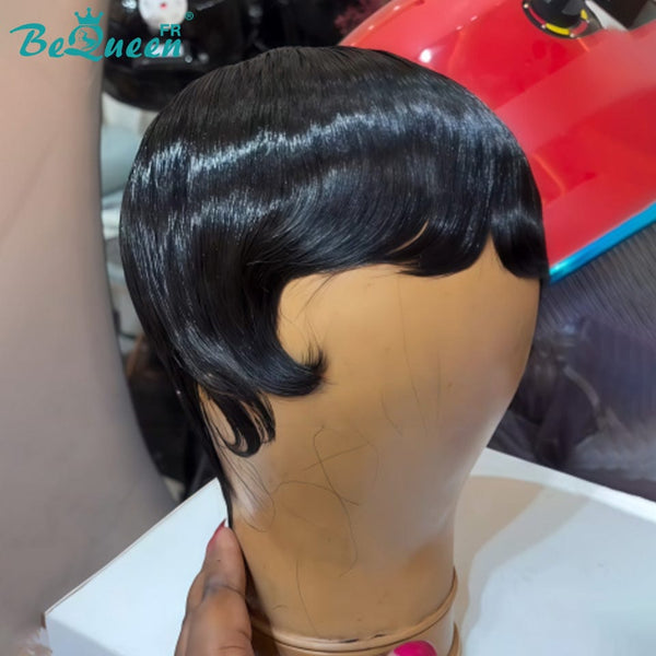 Bequeen Perruque "Suey" lisse à la machine Noir 100% cheveux humains style2