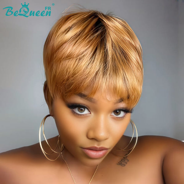 Bequeen Perücke „Suey“ glatt, maschinell gefertigt, Schwarz, 100 % Echthaar, Stil 3