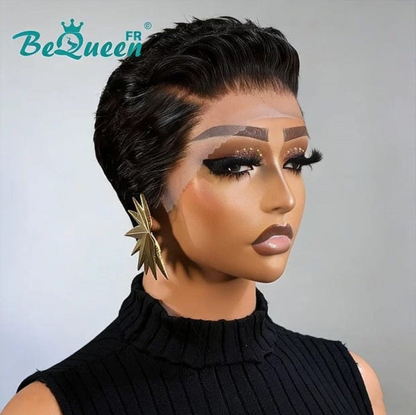 BeQueen Perruques Pixie sans colle  “Cambria” Customisée avec lace frontale Moitié prix