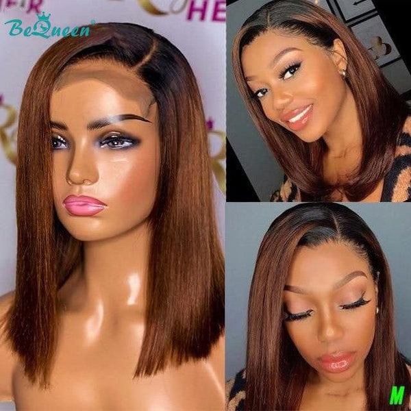 BeQueen Amazing Price Bob T Part Wig Straight Black and Brown Roots