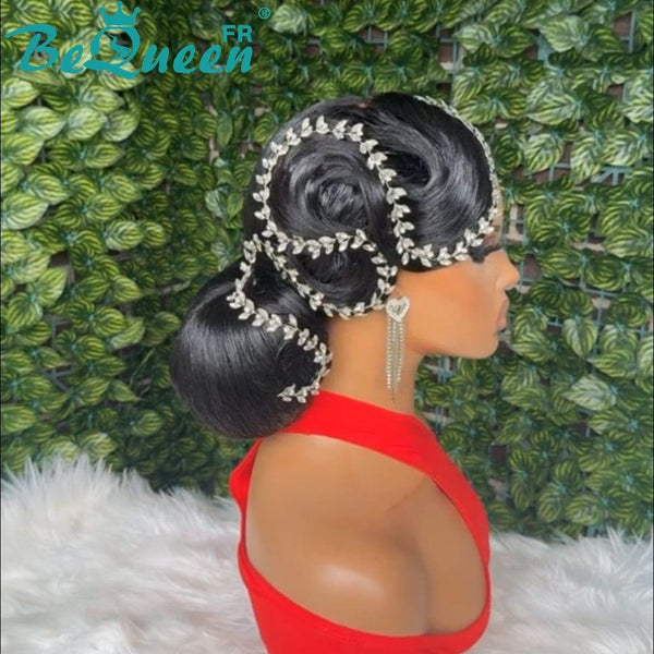BeQueen “Raquel” Perruque de mariage noir Chignon avec Lace Frontale 13x4